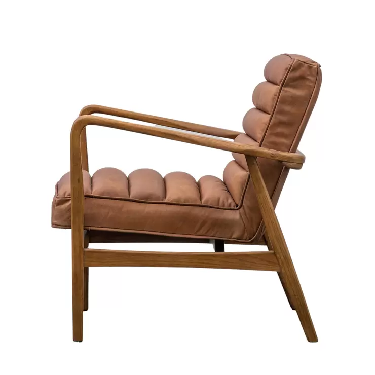 Gallery Datsun Brown Leather Armchair - Image 3