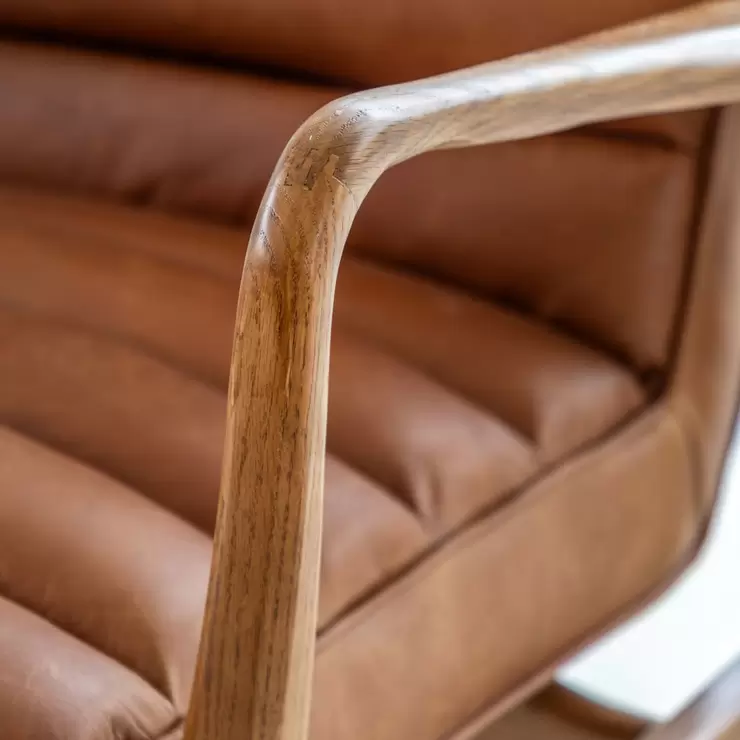 Gallery Datsun Brown Leather Armchair - Image 6