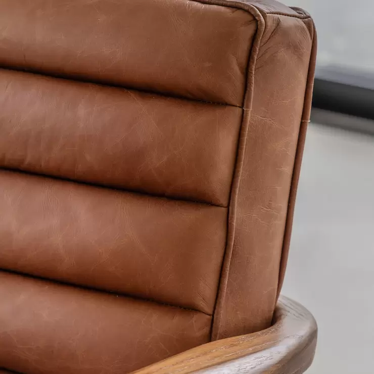 Gallery Datsun Brown Leather Armchair - Image 7