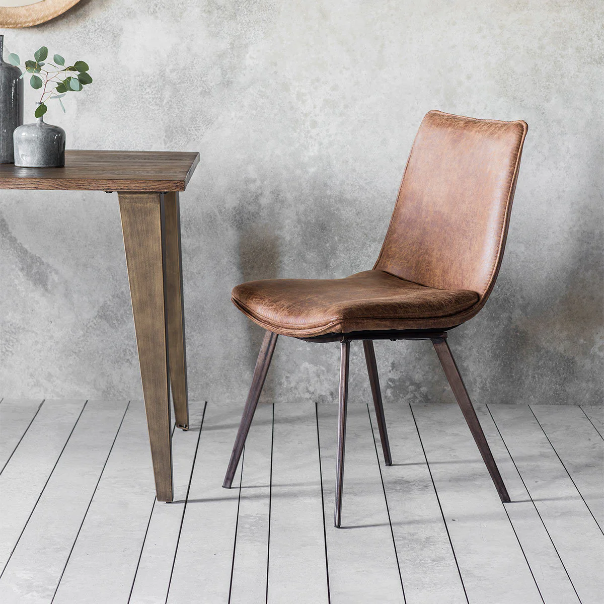 Gallery Hinks Brown Faux Leather Dining Chair, 2 Pack - Image 3