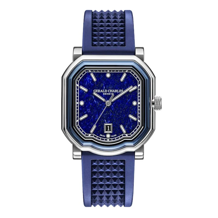 Gerald Charles Automatic 39mm Men’s Watch with Blue Material Dial, Stainless Steel Case, 100m Water Resistant / GC2.0-SSPS-LS-RSPN