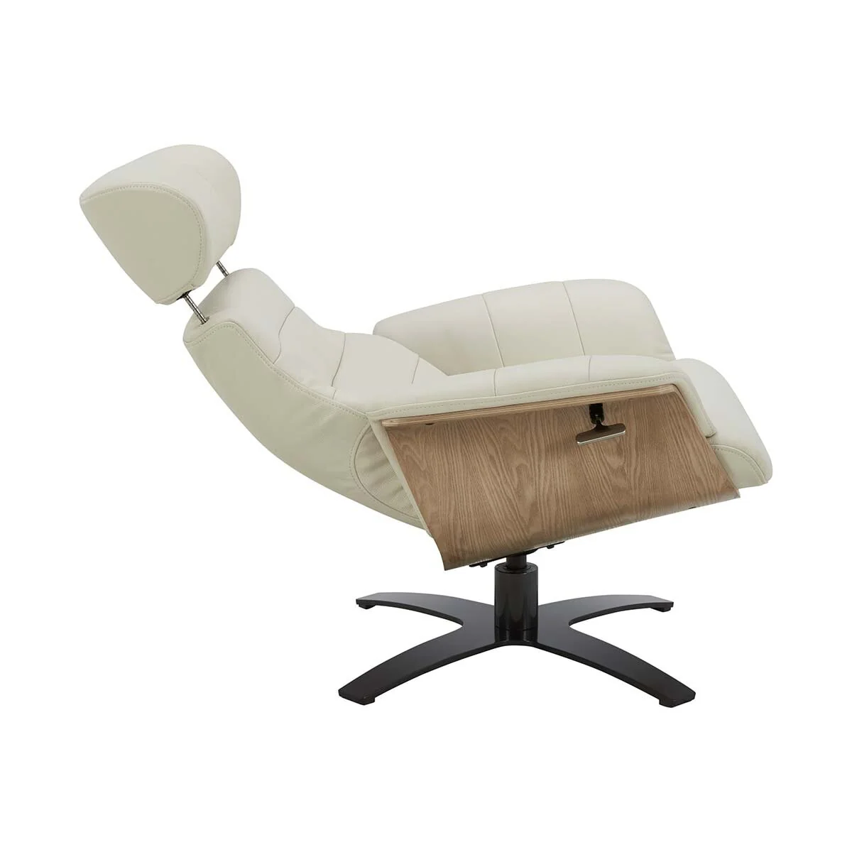Gilman Creek Karma Cream Top Grain Leather Swivel Chair with Ottoman - Image 7