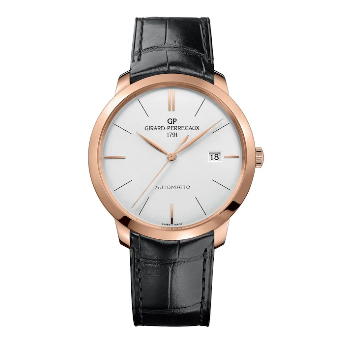 Girard Perregaux Elegance Automatic 40mm Men’s Watch with Silver Material Dial, Gold Case, 30m Water Resistant / 49555-52-132-BB60