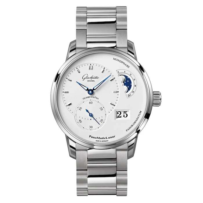 Glashutte Original Automatic 40mm Men’s Watch with White Material Dial, Stainless Steel Case & Bracelet, 50m Water Resistant / 1-90-02-42-32-71