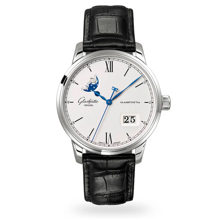 Glashutte Original Automatic 42mm Men’s Watch with Blue Material Dial, Stainless Steel Case, 50m Water Resistant / 1-36-04-04-02-30