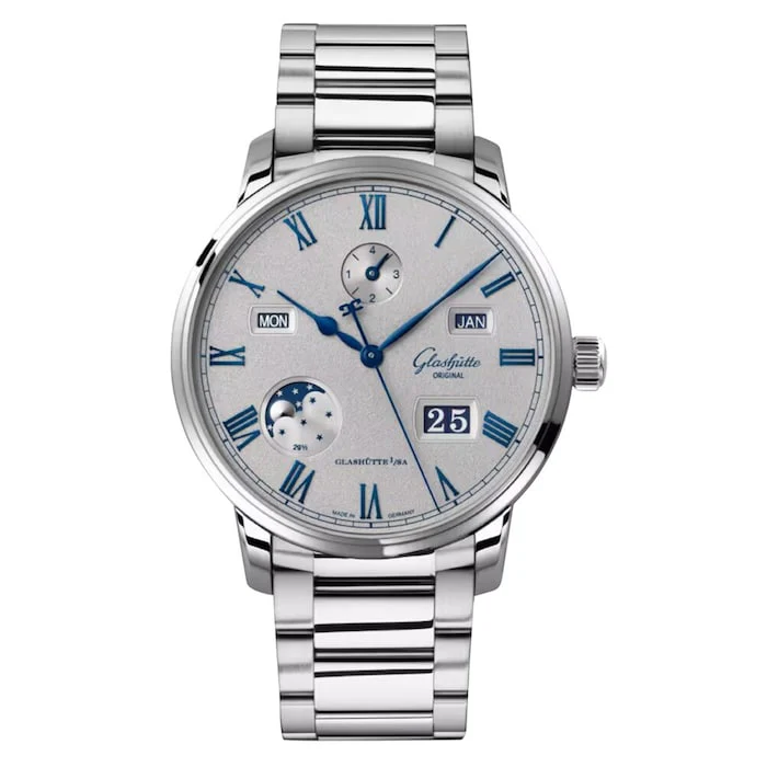 Glashutte Original Automatic 42mm Men’s Watch with Grey Material Dial, Stainless Steel Case & Bracelet, 50m Water Resistant / 1-36-12-03-02-71