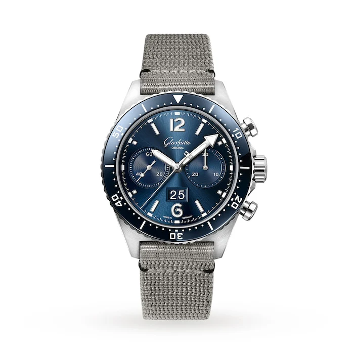 Glashutte Original Automatic Men’s Watch with Blue Material Dial, Stainless Steel Case, 300m Water Resistant / 1-37-23-02-81-34