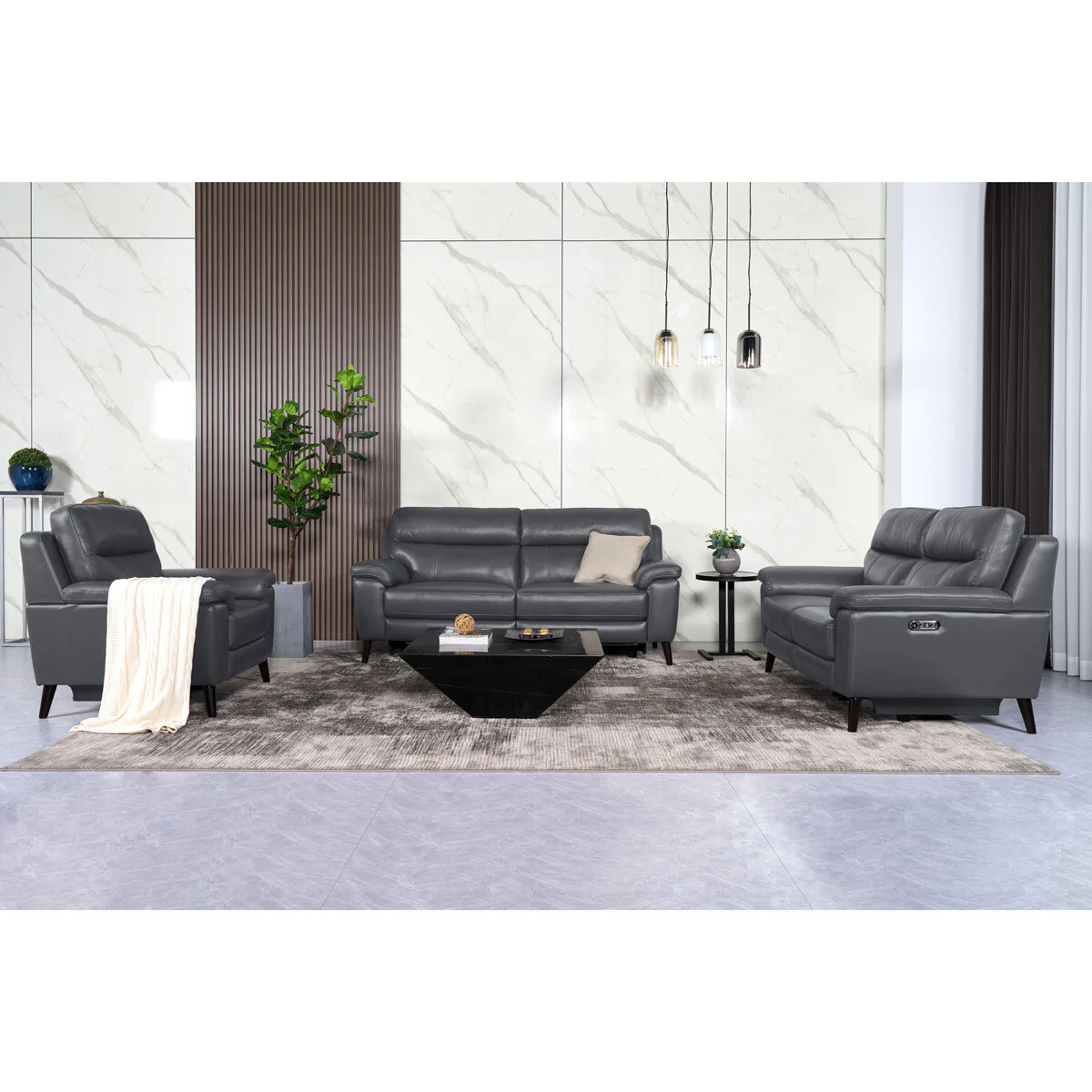 Grace Dark Grey Leather Power Reclining Armchair - Image 8
