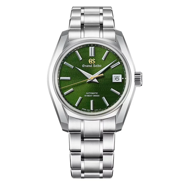 Grand Seiko Heritage Hi-Beat 40mm Men’s Watch with Green Material Dial, Stainless Steel Case & Bracelet, 100m Water Resistant / SBGH351