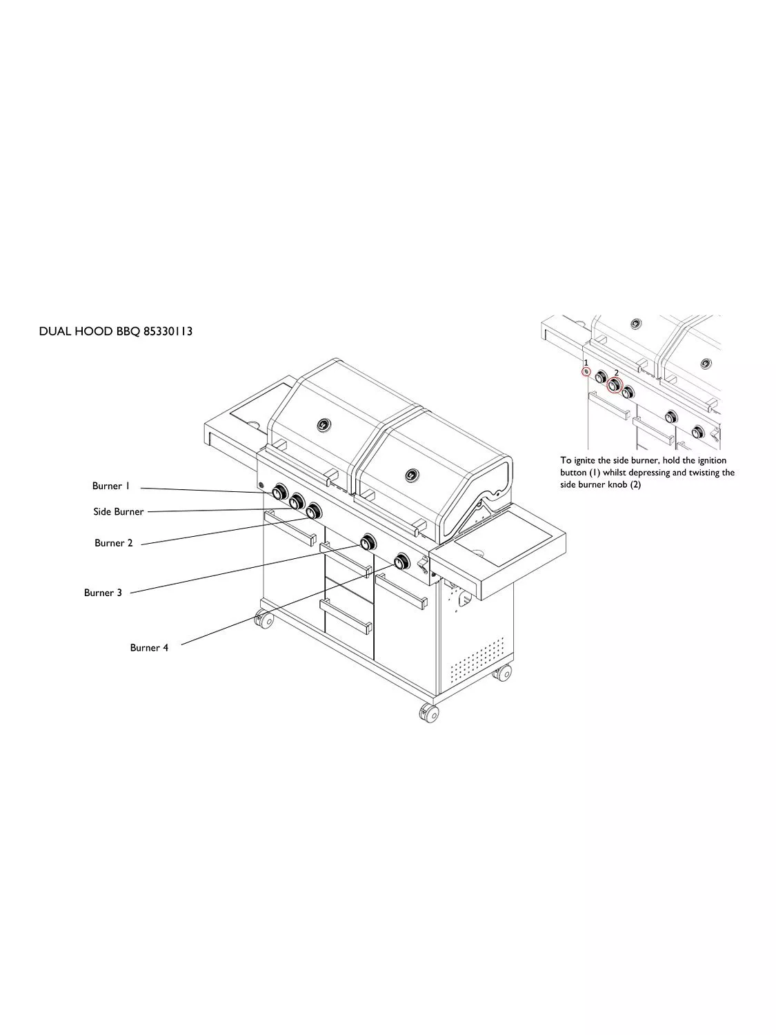 Grillstream Dual Hood 5-Burner Hybrid Gas & Charcoal BBQ, Black/Silver - Image 7