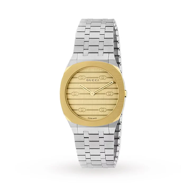 Gucci 25H Watch, 30mm in Steel Luxury Watch Swiss Made High Precision Movement Sapphire Crystal YA163502