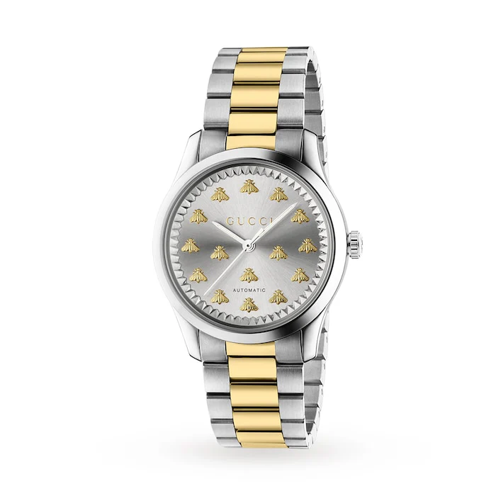 Gucci Automatic 38mm Men’s Watch with Grey Material Dial, Stainless Steel Case & Bracelet, 50m Water Resistant / YA1264189