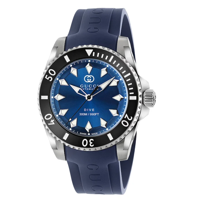 Gucci Automatic 40mm Men’s Watch with Blue Material Dial, Stainless Steel Case, 300m Water Resistant / YA136359