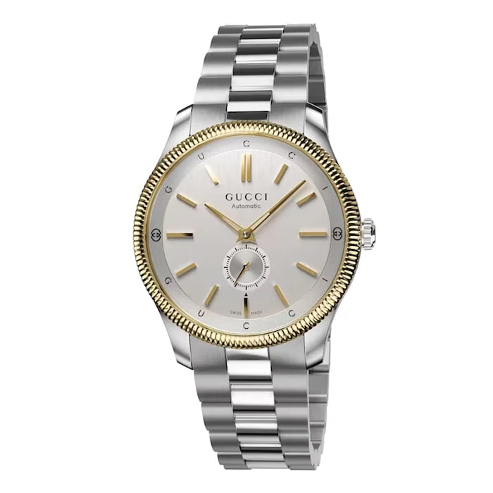 Gucci Automatic 40mm Men’s Watch with Silver Material Dial, Stainless Steel Case & Bracelet, 50m Water Resistant / YA126390