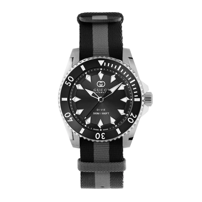 Gucci Elegance Automatic 40mm Men’s Watch with Black Material Dial, Stainless Steel Case, 300m Water Resistant / YA136365
