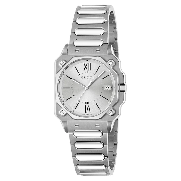 Gucci Heritage Quartz 30mm Men’s Watch with Silver Material Dial, Stainless Steel Case & Bracelet, 50m Water Resistant / YA166504