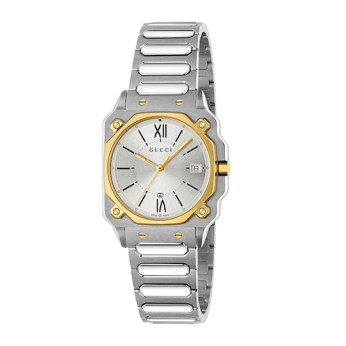 Gucci Heritage Quartz 30mm Men’s Watch with Silver Material Dial, Stainless Steel Case & Bracelet, 50m Water Resistant / YA166506