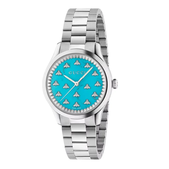 Gucci Quartz 32mm Men’s Watch with Blue Material Dial, Stainless Steel Case & Bracelet, 50m Water Resistant / YA1265044