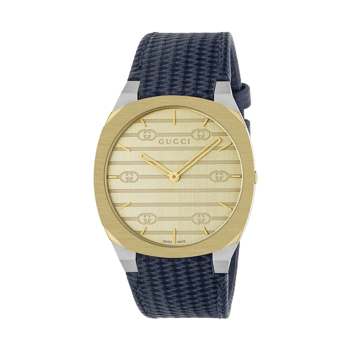 Gucci Quartz 38mm Men’s Watch with Gold Material Dial, Stainless Steel Case, 30m Water Resistant / YA163418