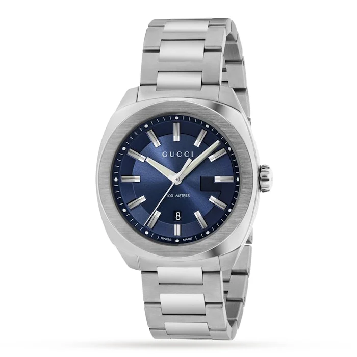 Gucci Quartz 41mm Men’s Watch with Blue Material Dial, Stainless Steel Case & Bracelet, 100m Water Resistant / YA142303
