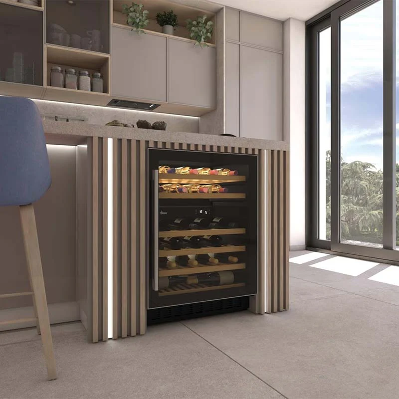 H500 60cm Wine Cooler - Black Glass & Stainless Steel - HWCB 60 UK/N