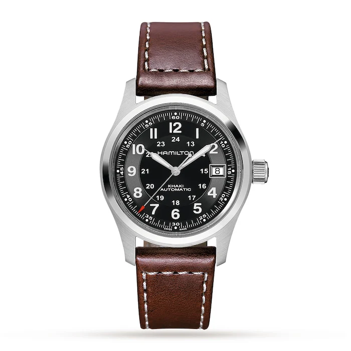 Hamilton Automatic 38mm Men’s Watch with Black Material Dial, Stainless Steel Case, 100m Water Resistant / H70455533