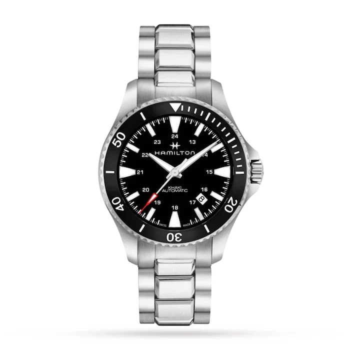 Hamilton Automatic 40mm Men’s Watch with Black Material Dial, Stainless Steel Case & Bracelet, 100m Water Resistant / H82335131