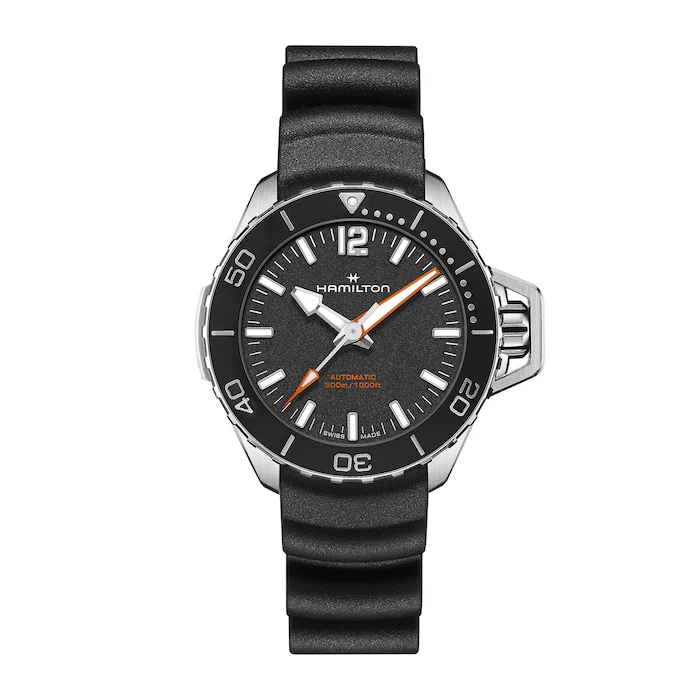 Hamilton Automatic 41mm Men’s Watch with Black Material Dial, Stainless Steel Case, 300m Water Resistant / H77455330