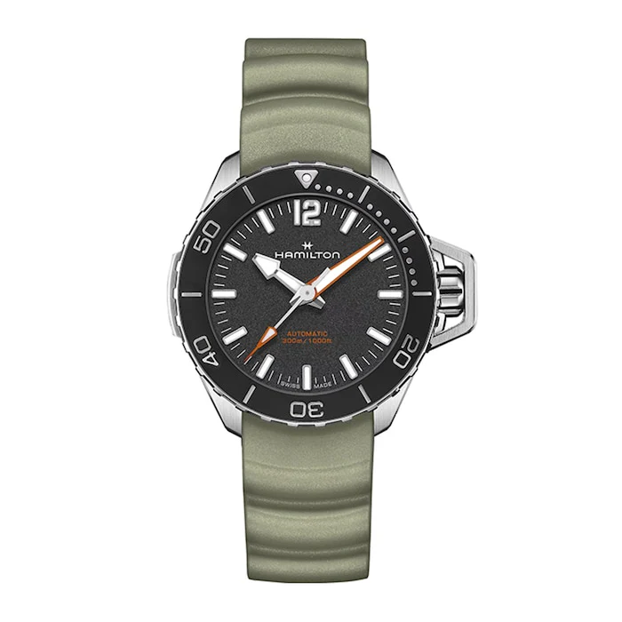 Hamilton Automatic 41mm Men’s Watch with Black Material Dial, Stainless Steel Case, 300m Water Resistant / H77455331