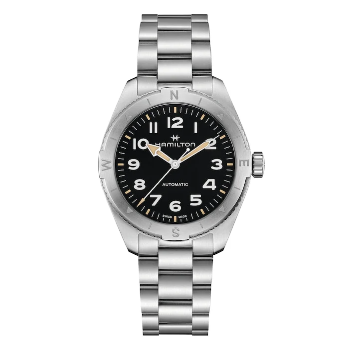 Hamilton Automatic 41mm Men’s Watch with Black Material Dial, Stainless Steel Case & Bracelet, 100m Water Resistant / H70315130