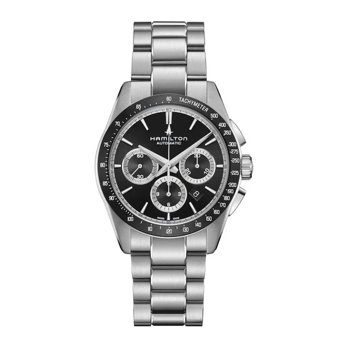 Hamilton Automatic 42mm Men’s Watch with Black Material Dial, Stainless Steel Case & Bracelet, 100m Water Resistant / H36606130