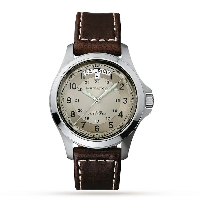 Hamilton Heritage Automatic 40mm Men’s Watch with Beige Material Dial, Stainless Steel Case, 50m Water Resistant / H64455523
