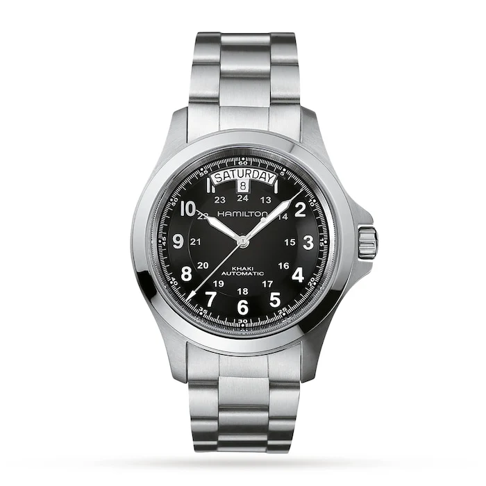 Hamilton Heritage Automatic 40mm Men’s Watch with Black Material Dial, Stainless Steel Case & Bracelet, 50m Water Resistant / H64455133