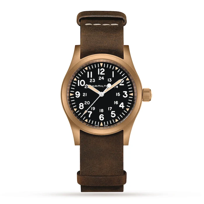 Hamilton Heritage Mechanical 38mm Men’s Watch with Black Material Dial, Titanium Case, 50m Water Resistant / H69459530