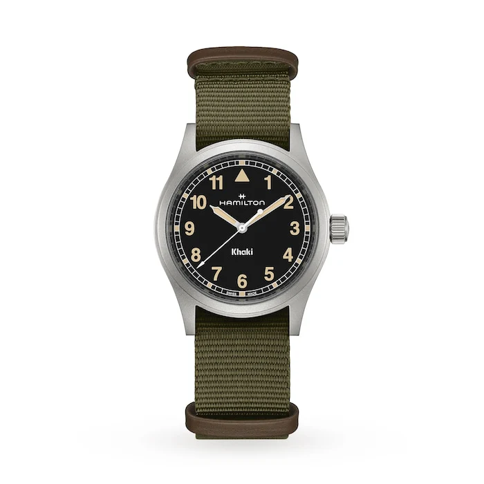 Hamilton Quartz 38mm Men’s Watch with Black Material Dial, Stainless Steel Case, 50m Water Resistant / H69401930