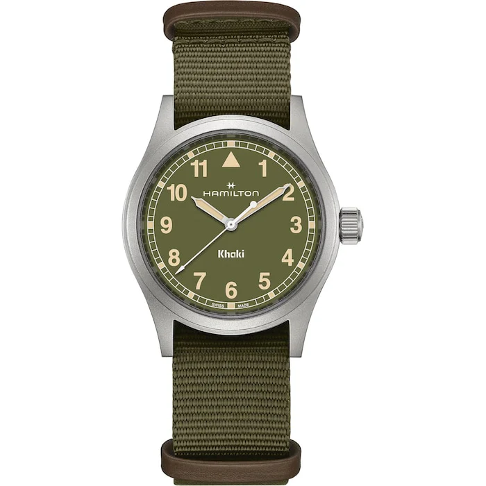 Hamilton Quartz 38mm Men’s Watch with Green Material Dial, Stainless Steel Case, 50m Water Resistant / H69401960