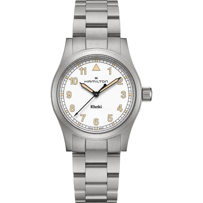 Hamilton Quartz 38mm Men’s Watch with White Material Dial, Stainless Steel Case & Bracelet, 50m Water Resistant / H69301110