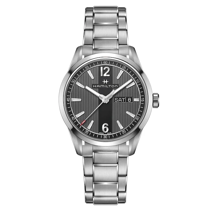 Hamilton Quartz 40mm Men’s Watch with Black Material Dial, Stainless Steel Case & Bracelet, 50m Water Resistant / H43311135