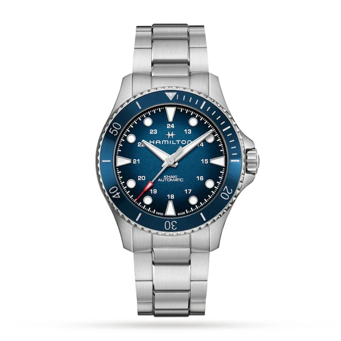 Hamilton Sport Automatic 43mm Men’s Watch with Blue Material Dial, Stainless Steel Case & Bracelet, 300m Water Resistant / H82505140