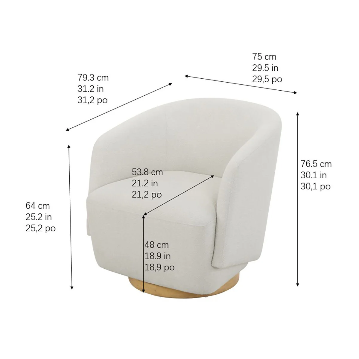 Henredon Murphy Cream Fabric Swivel Chair - Image 2