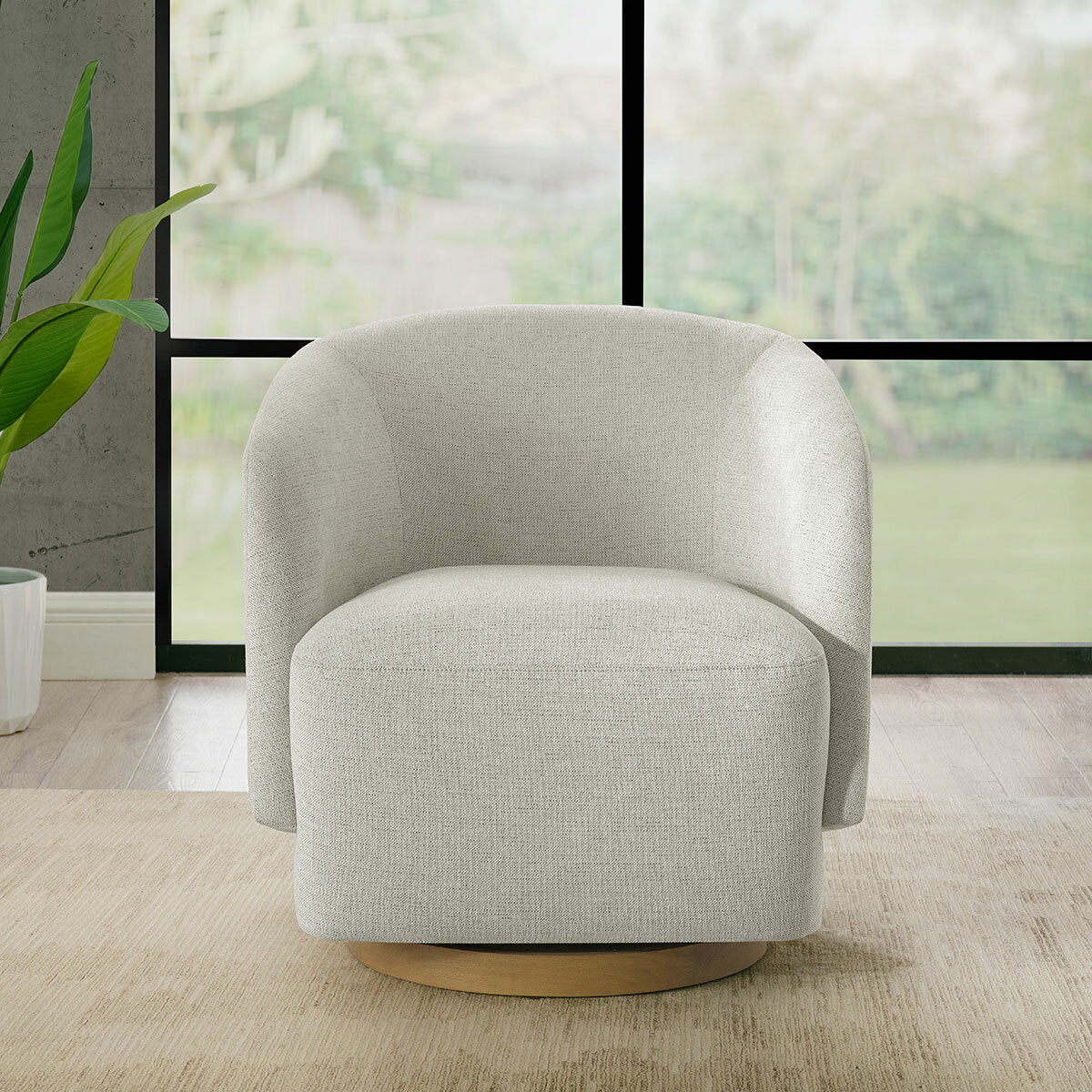Henredon Murphy Light Grey Fabric Swivel Chair - Image 3