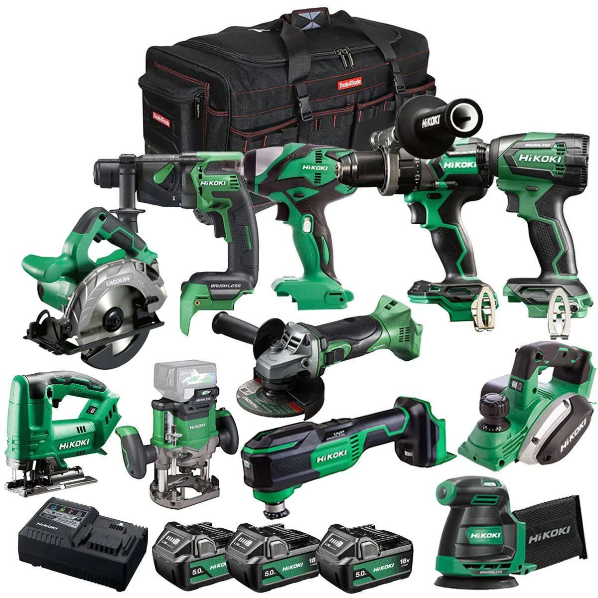 Hikoki 18V 11 Piece Power Tool Combo Kit with 3 x 5.0Ah Battery & Charger T4TKIT-27289