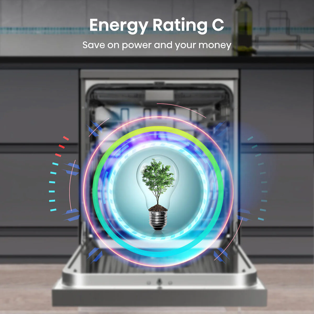 Hisense HS673C60XUK Freestanding Dishwasher, C Rated in Stainless Steel - Image 4