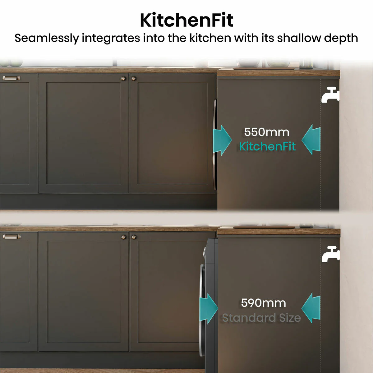 Hisense KitchenFit 5i Series WD5I1045BBQ, 10.5kg / 6kg Washer Dryer, D Rated in Black - Image 5