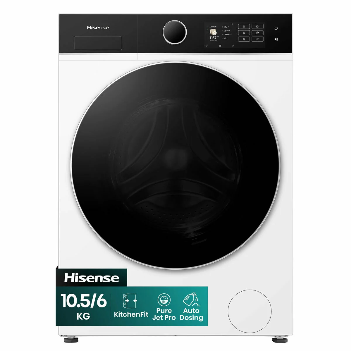 Hisense KitchenFit 5i Series WD5I1045BWQ, 10.5kg / 6kg Washer Dryer, D Rated in White - Image 2