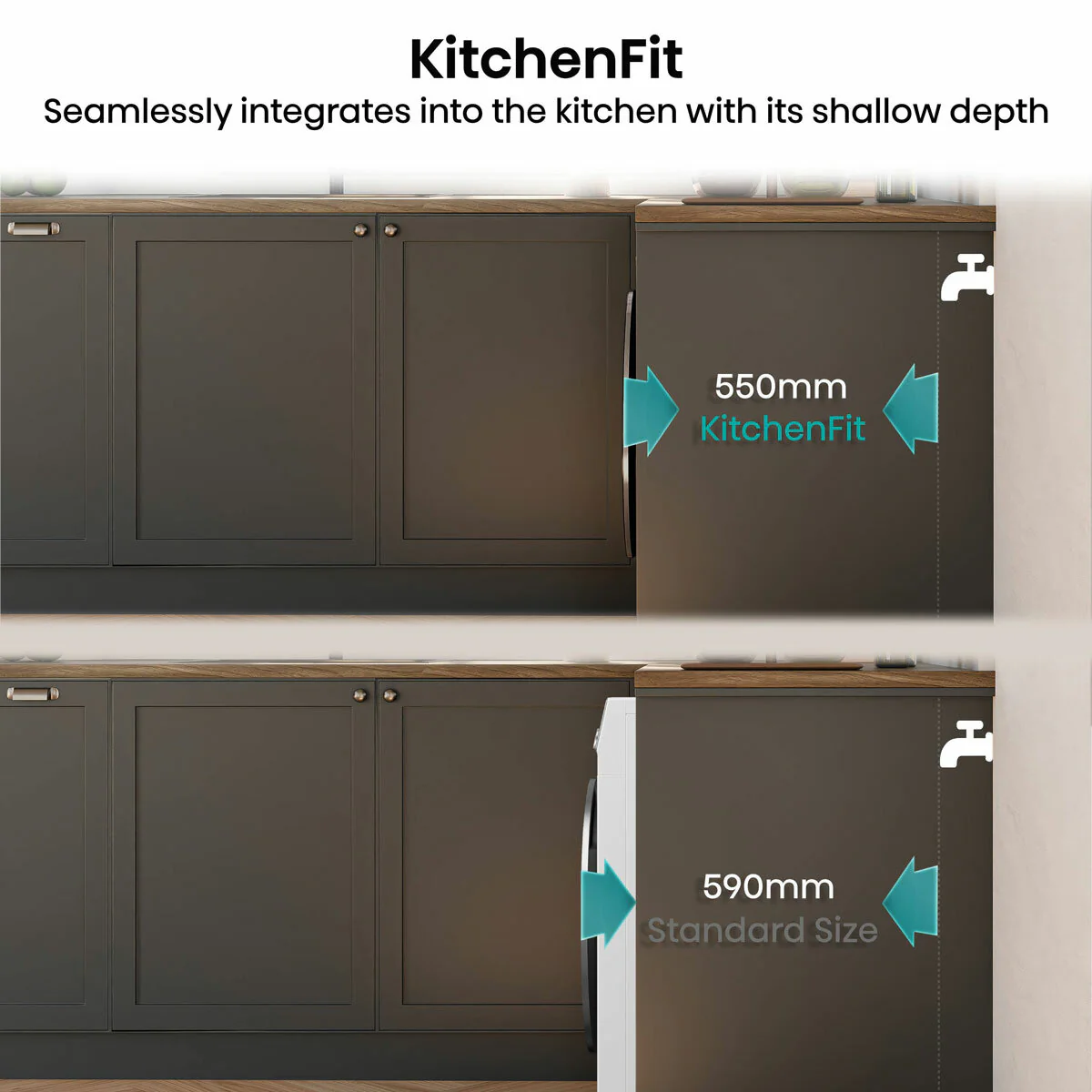 Hisense KitchenFit 5i Series WD5I1045BWQ, 10.5kg / 6kg Washer Dryer, D Rated in White - Image 5