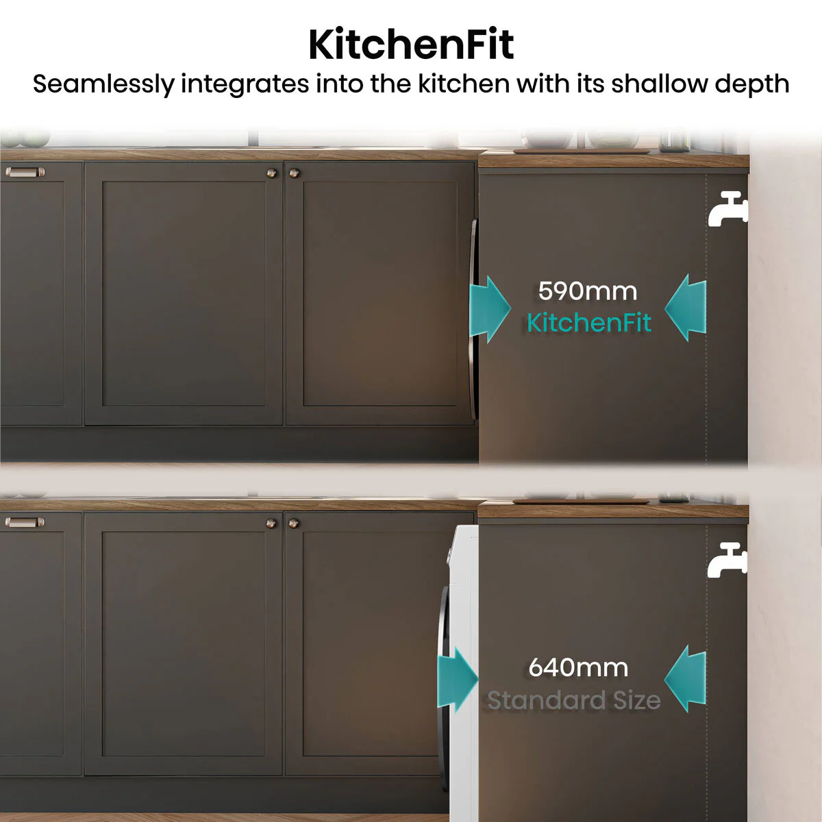 Hisense KitchenFit 5i Series WD5I1245BWR, 12kg/ 8kg Washer Dryer, D Rated in White - Image 4