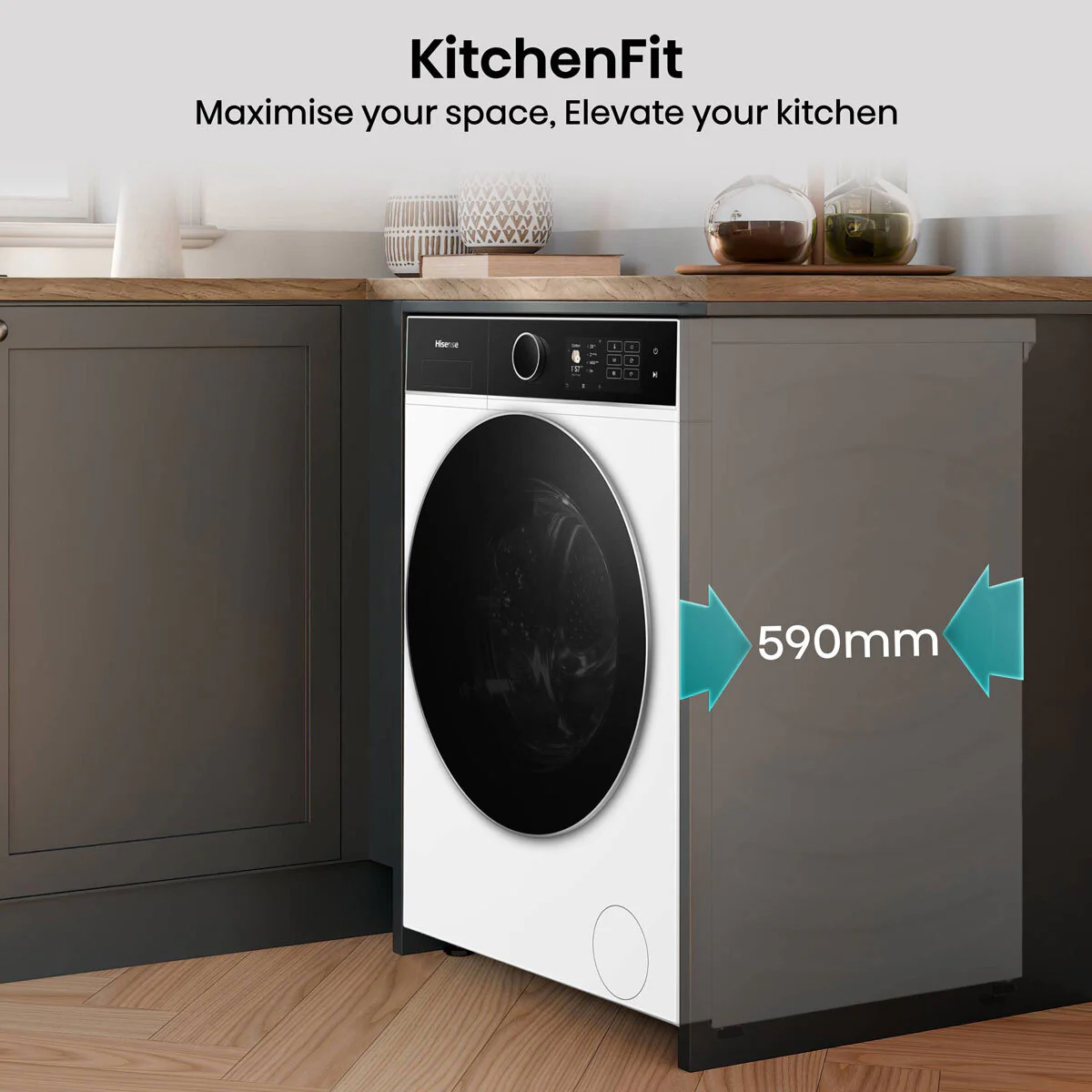 Hisense KitchenFit 5i Series WD5I1245BWR, 12kg/ 8kg Washer Dryer, D Rated in White - Image 5
