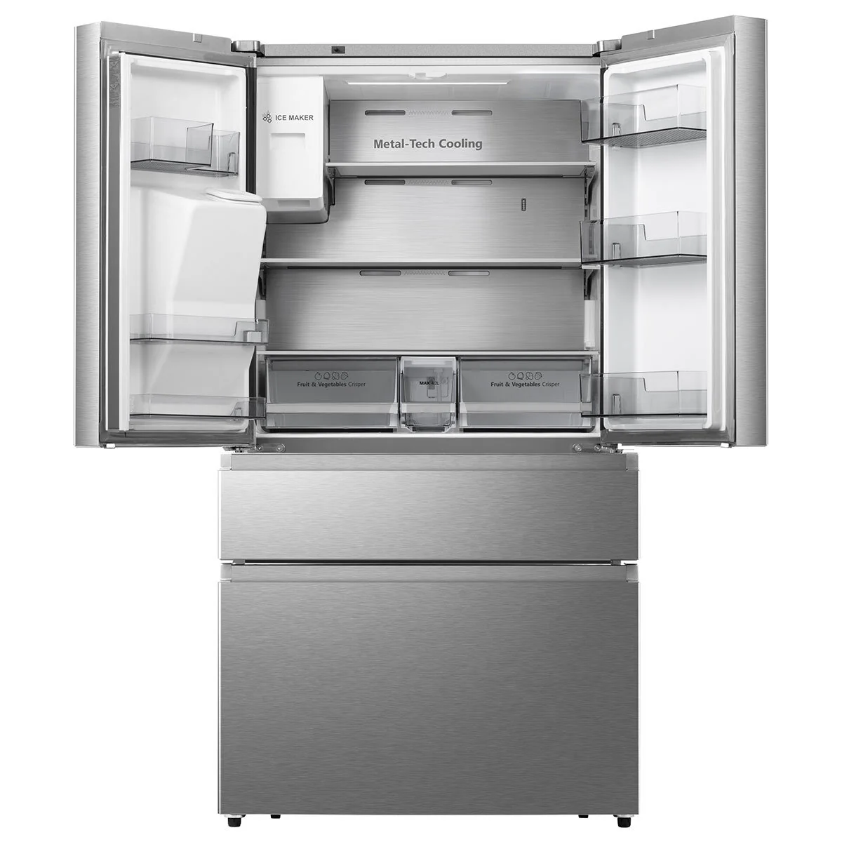 Hisense RF728N4SASE, Multi Door Fridge Freezer with Non Plumbed Water and Ice Dispenser,  E Rated in Stainless Steel - Image 4