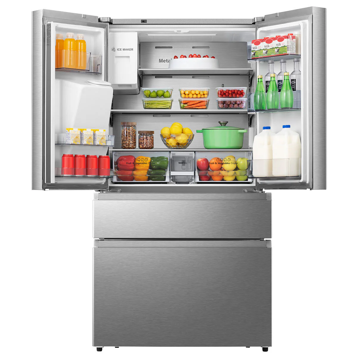 Hisense RF728N4SASE, Multi Door Fridge Freezer with Non Plumbed Water and Ice Dispenser,  E Rated in Stainless Steel - Image 5